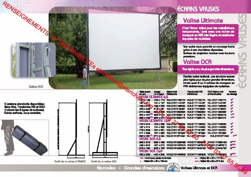 ecran valise toutes dimensions